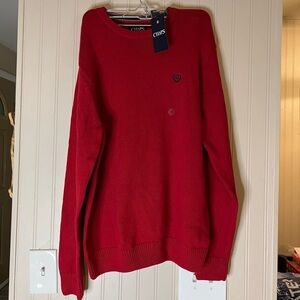 Mens Chaps Sweater Crew Neck Size M Red Cotton NEW w/tag!